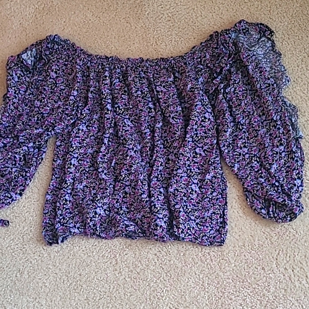 American Eagle Off Shoulder Floral Top Women’s Size Large Blouse
